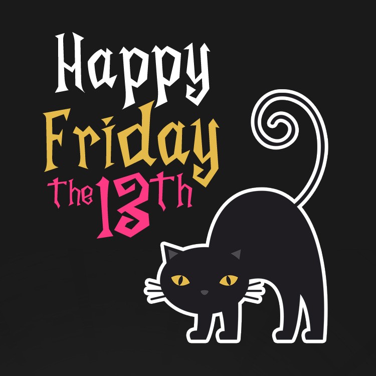 Happy Friday the 13th square shape image with black cat (square shape image)