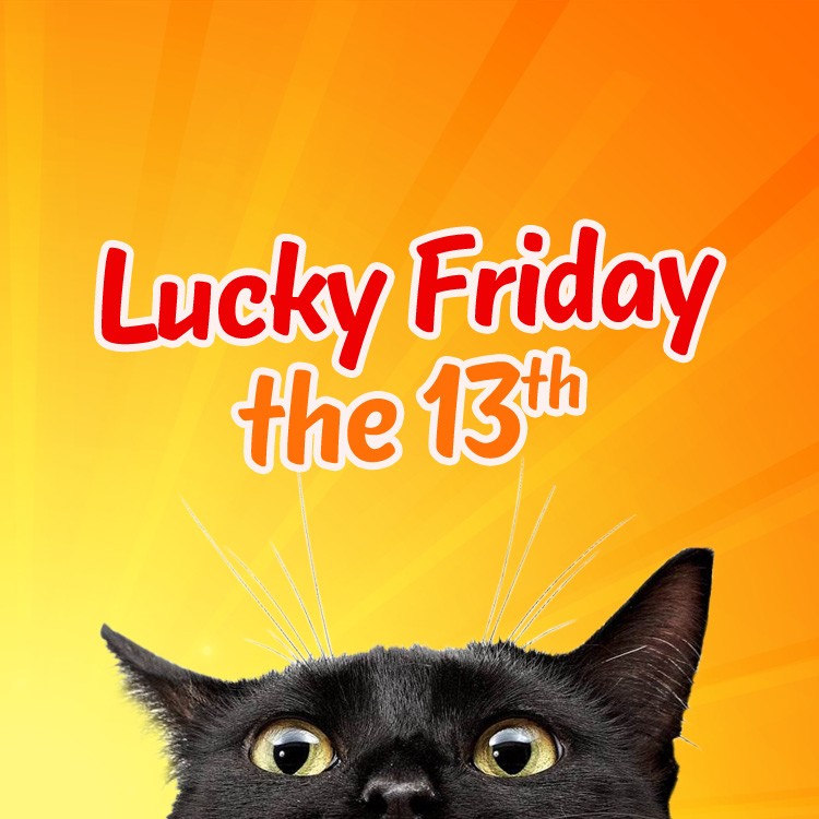 Lucky Friday The 13th square shape image with bright orange background (square shape image)