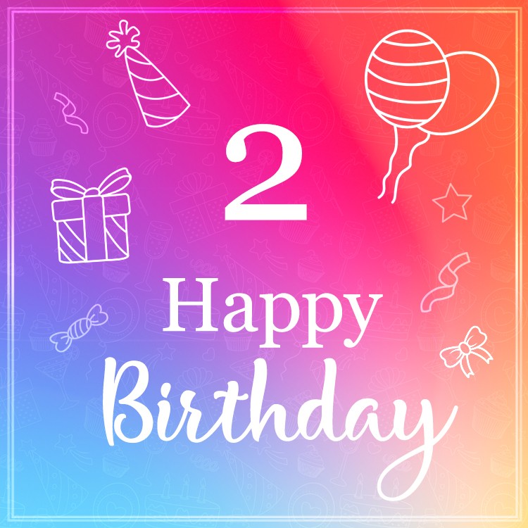 Happy 2nd Birthday square shape greeting card (square shape image)