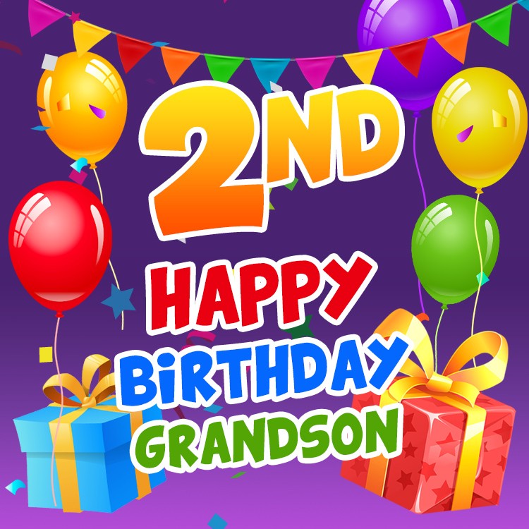 Happy 2nd Birthday Grandson square shape Image (square shape image)