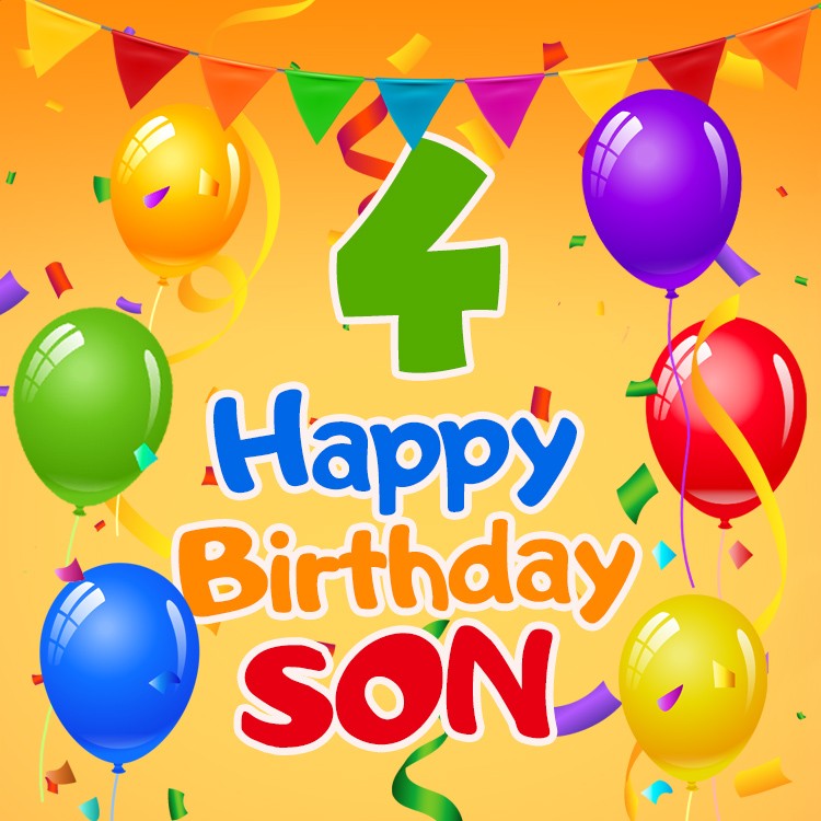 Happy 4th Birthday Son Image (square shape image)