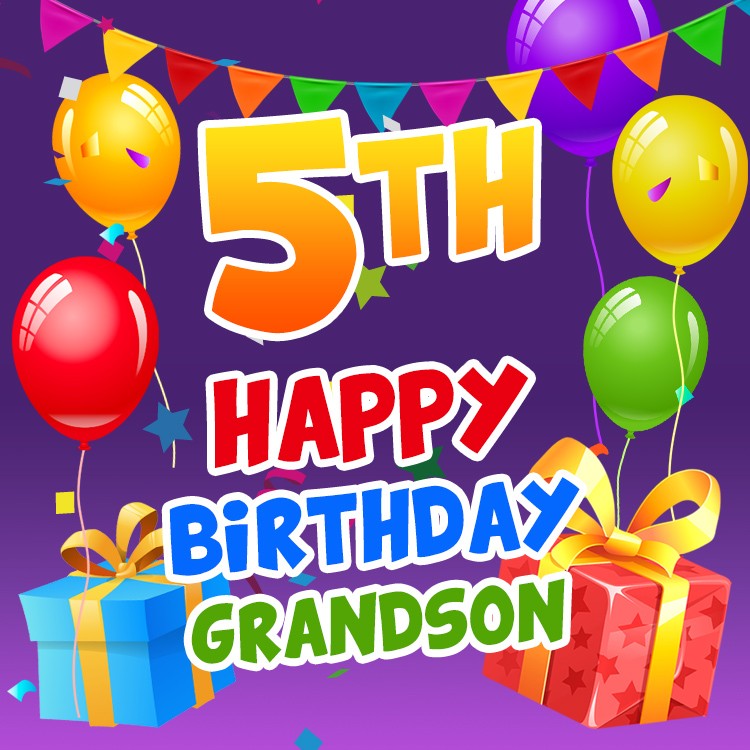 Happy 5th Birthday Grandson Images (square shape image)