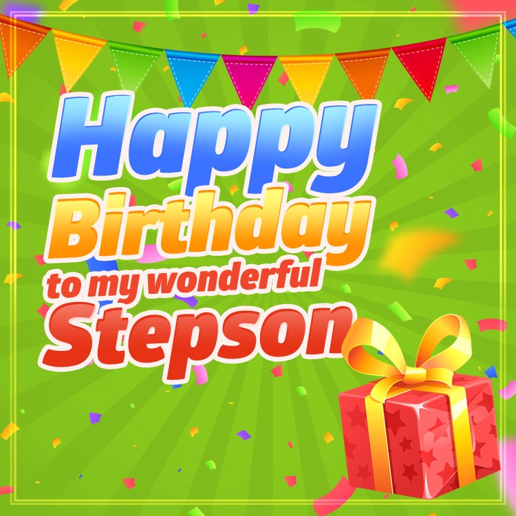 Happy Birthday to my wonderful Stepson square shape greeting card (square shape image)