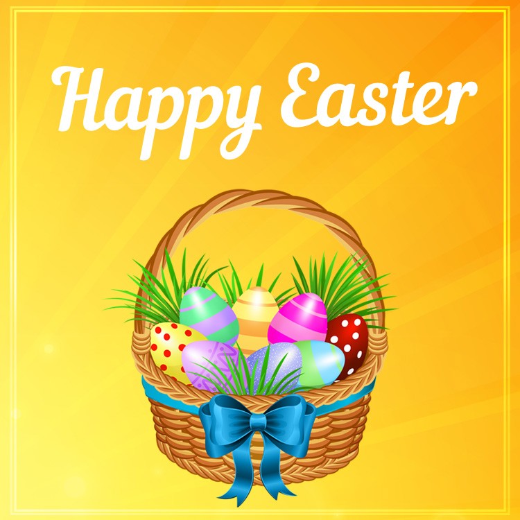 Happy Easter square shape Picture with colorful background (square shape image)