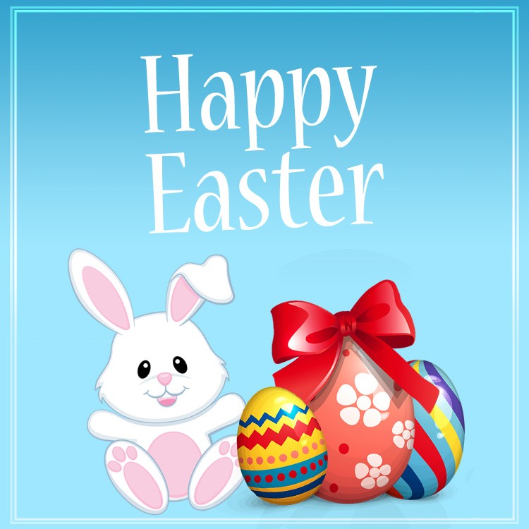 Happy Easter square shape Greeting Card with cute rabbit (square shape image)
