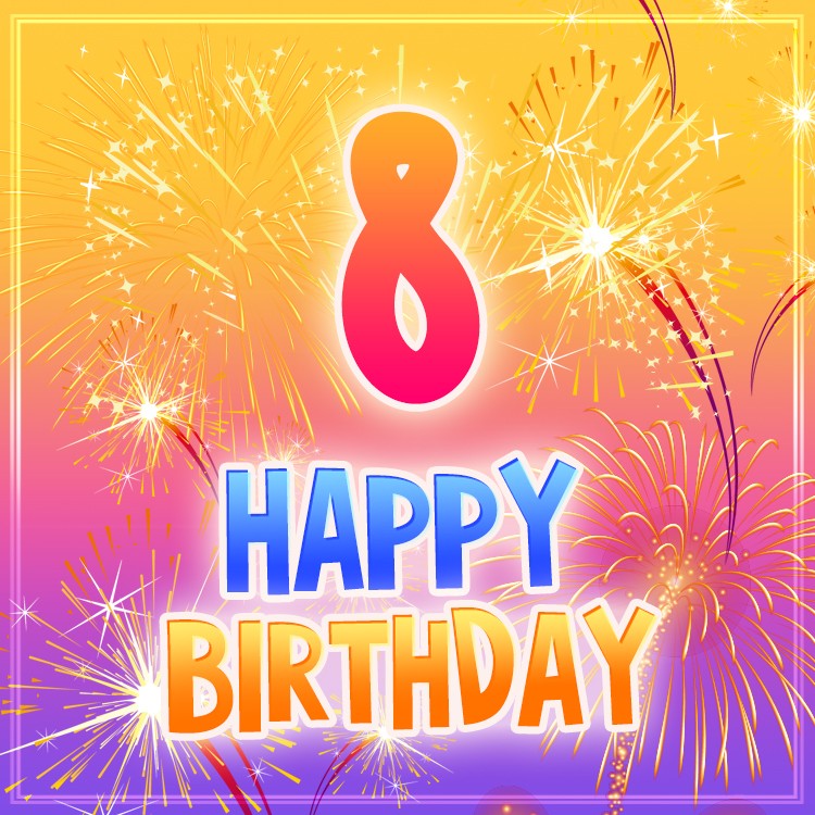 Happy 5th Birthday beautiful Picture with fireworks (square shape image)