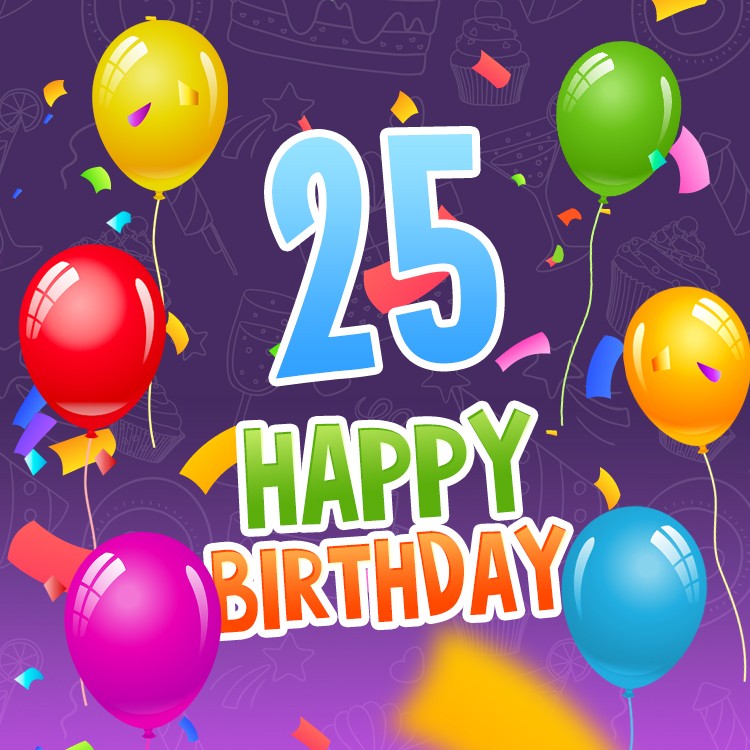 Happy 23rd Birthday Image with colorful balloons (square shape image)