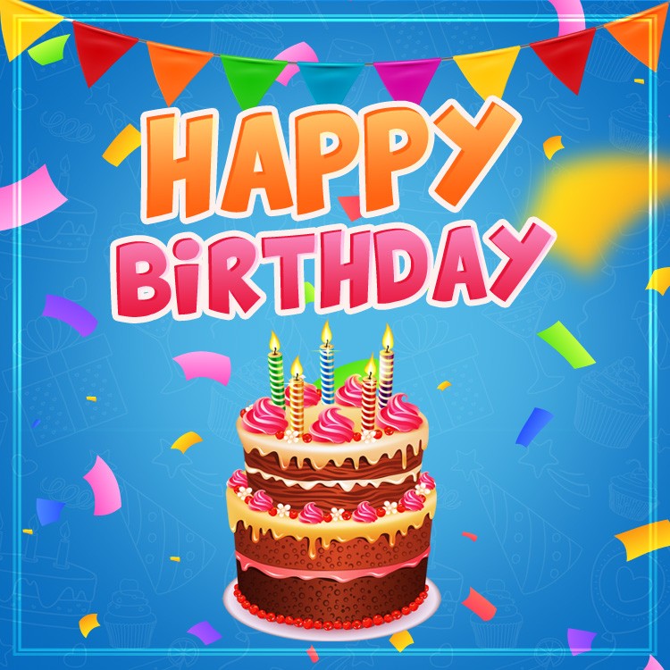 Happy Birthday square shape picture with cake (square shape image)