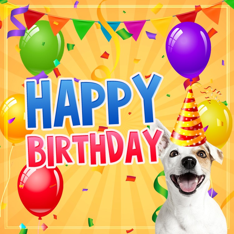 Happy Birthday Funny square shape image with dog (square shape image)