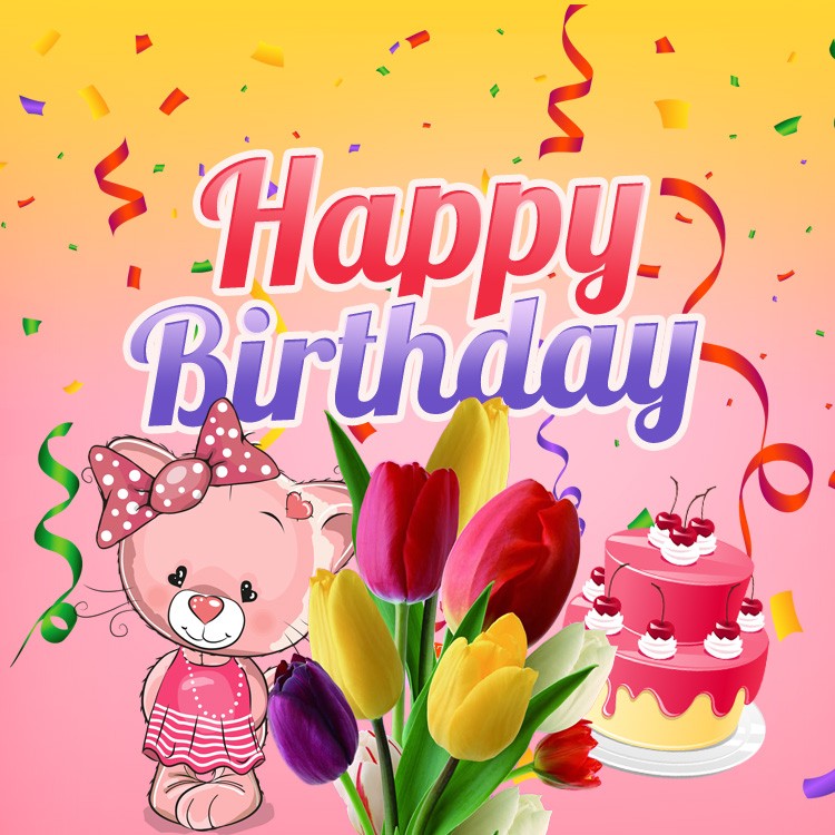 Happy Birthday square shape image for Girl (square shape image)