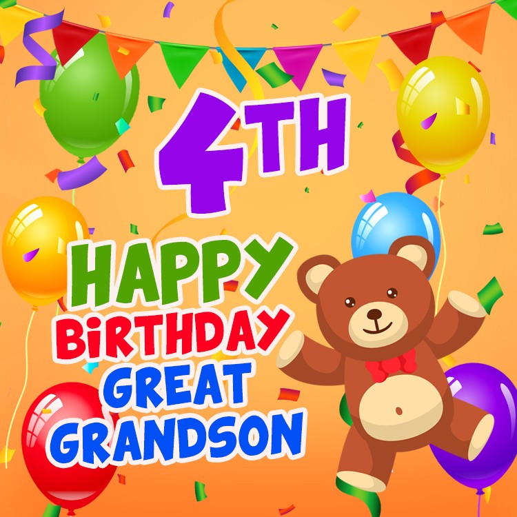 Happy 4th Birthday Great Grandson image (square shape image)