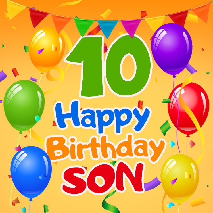 Happy 10th Birthday Son Image (square shape image)