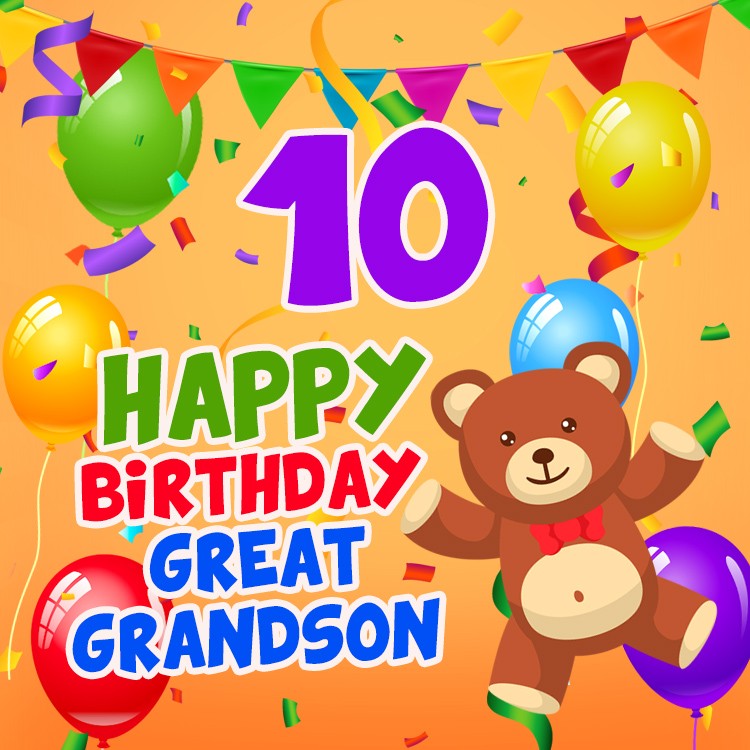 Happy 10th Birthday Great Grandson Image (square shape image)