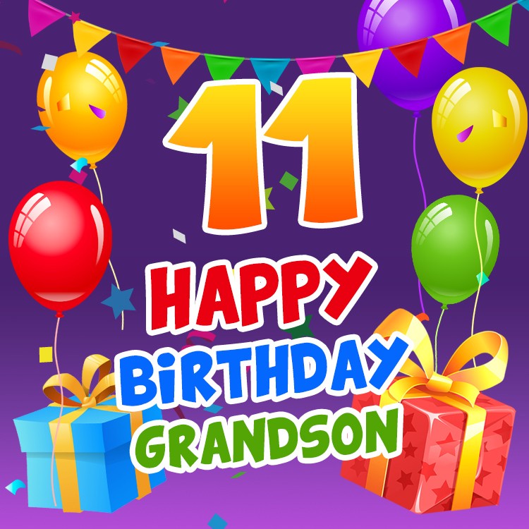 Happy 11th Birthday Grandson Image (square shape image)