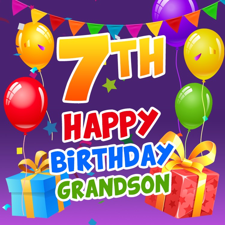 Happy 7th Birthday Grandson Image (square shape image)