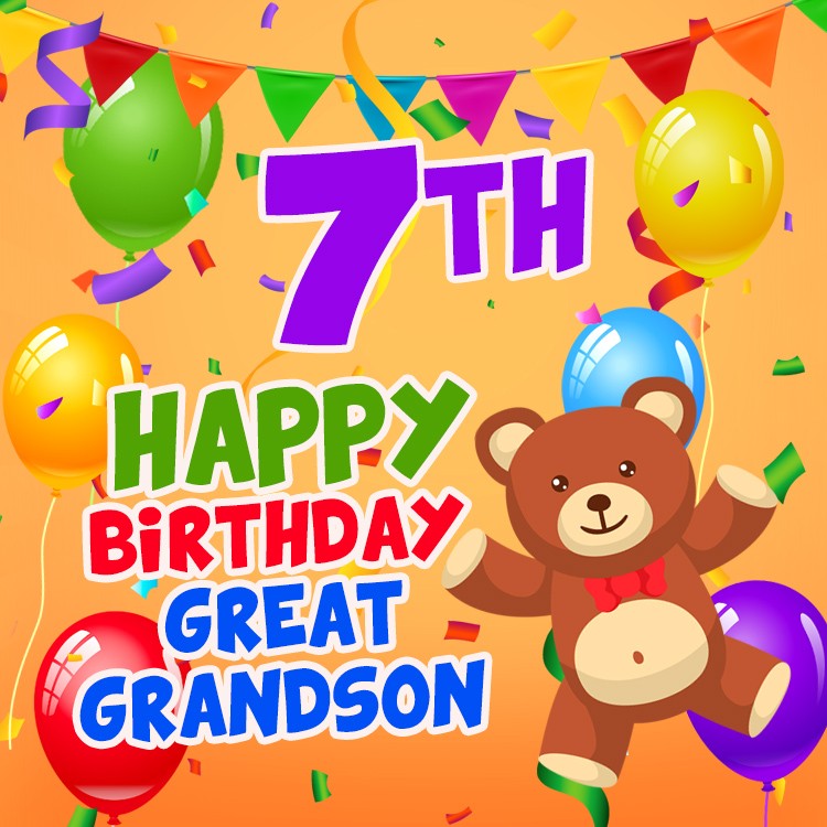 Happy 7th Birthday Great Grandson Image (square shape image)