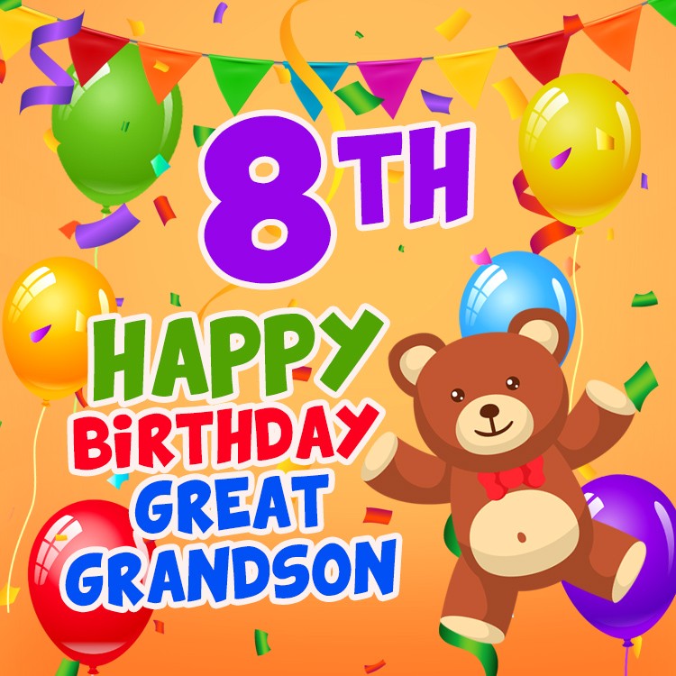 Happy 8th Birthday Great Grandson Image (square shape image)