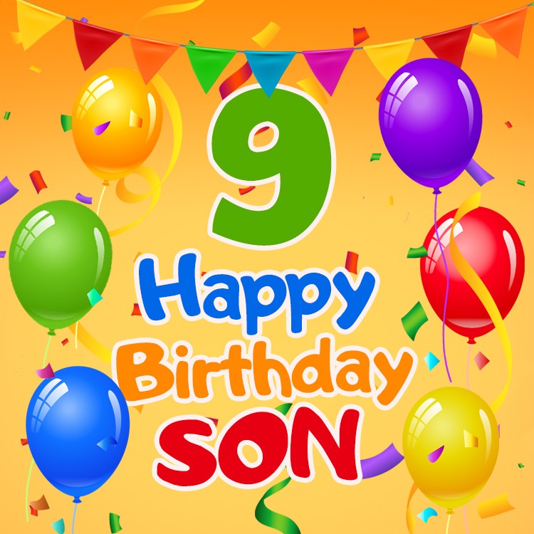 Happy 9th Birthday Son Image (square shape image)