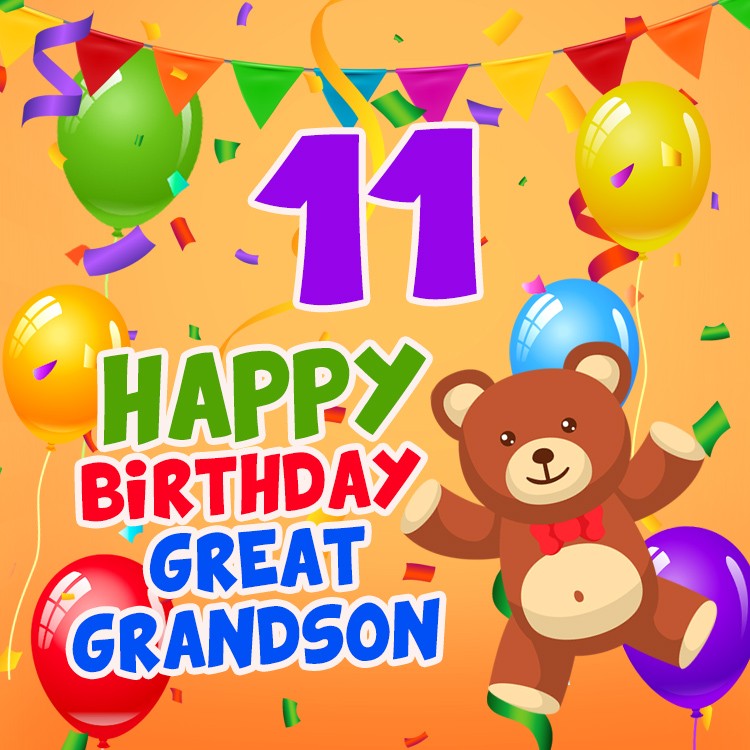 Happy 11th Birthday Great Grandson Image (square shape image)