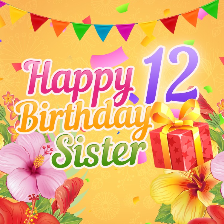 Happy 12th Birthday Sister Image (square shape image)