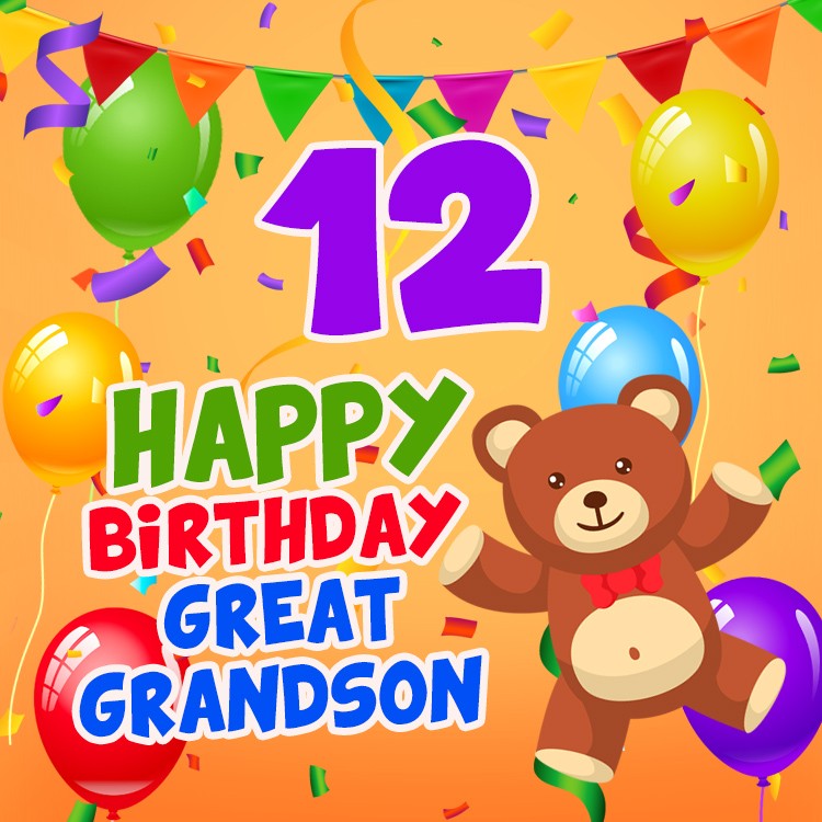 Happy 12th Birthday Great Grandson Image (square shape image)