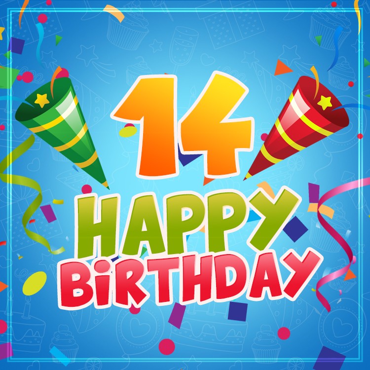 Happy 14th Birthday Image for Boy (square shape image)