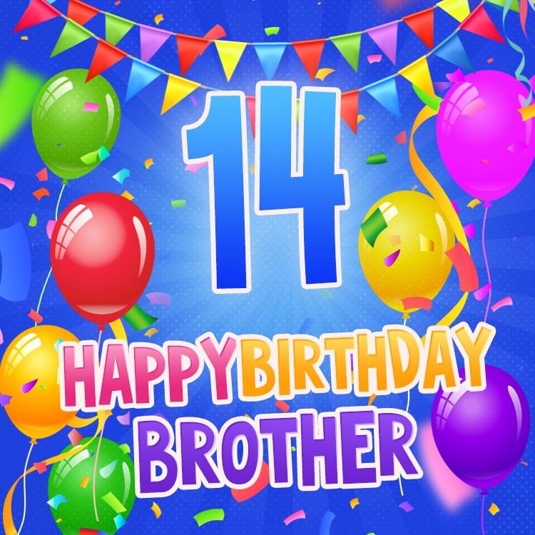 Happy 14th Birthday Brother Image (square shape image)