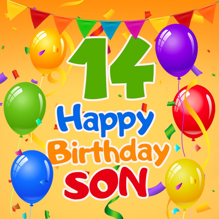 Happy 14th Birthday Son Image (square shape image)