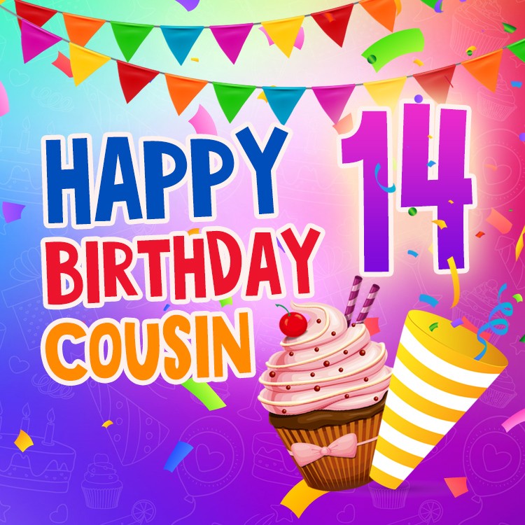 Happy 14th Birthday Cousin Image (square shape image)