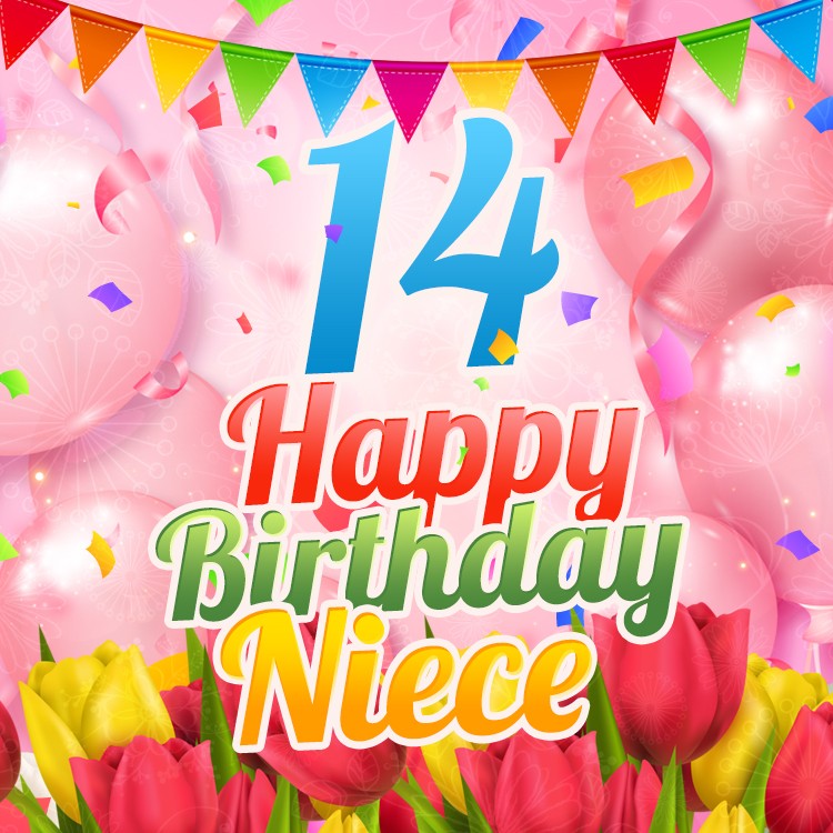 Happy 14th Birthday Niece Image (square shape image)