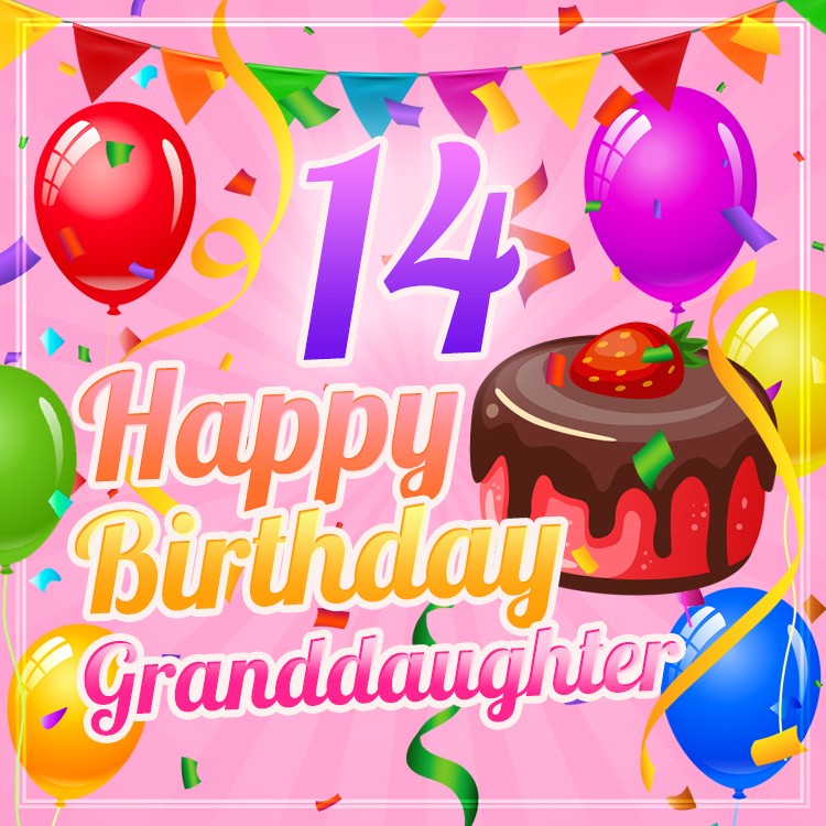 Happy 14th Birthday Granddaughter Image (square shape image)