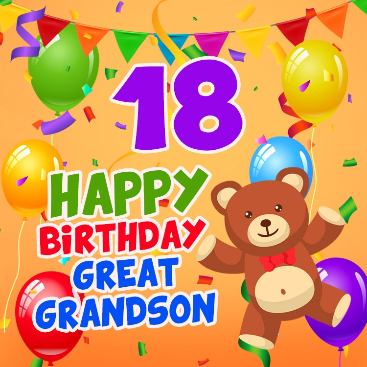 Happy 18th Birthday Great Grandson Image (square shape image)