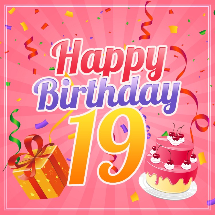 Happy 19th Birthday Image for Her (square shape image)