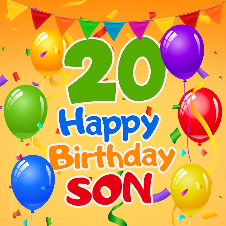 Happy 20th Birthday Son Image (square shape image)