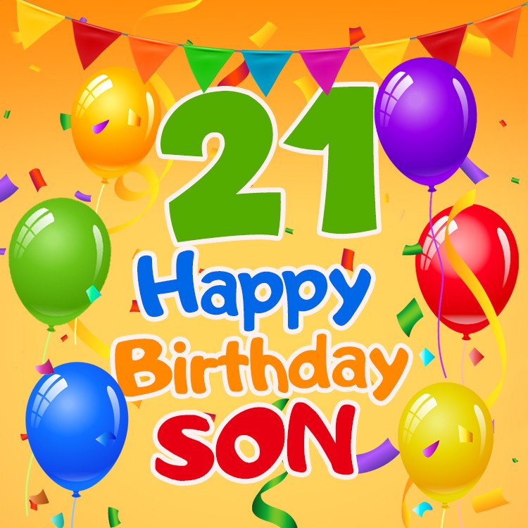 Happy 21th Birthday Son square shape Image (square shape image)