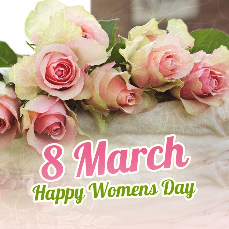 8 March Happy Womens Day square shape Greeting Card (square shape image)