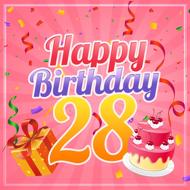 Happy 28th Birthday Image for Her (square shape image)