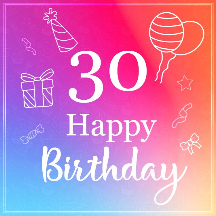 Happy 30th Birthday Elegant Birthday Card (square shape image)