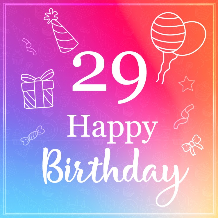 Happy 29th Birthday Elegant Birthday Card (square shape image)