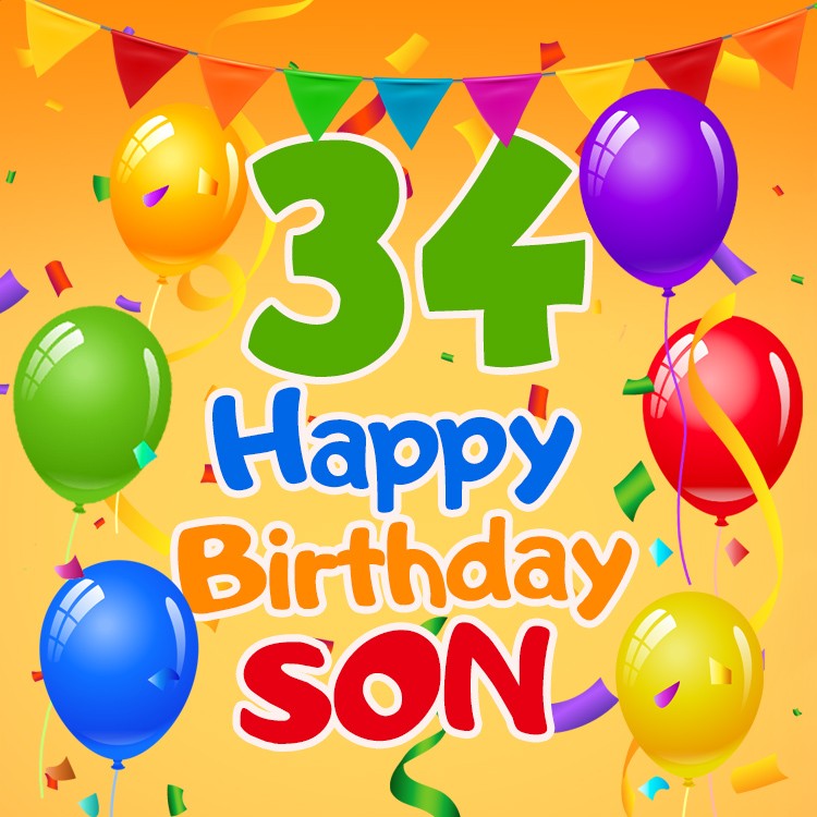 Happy 34th Birthday Son Image (square shape image)