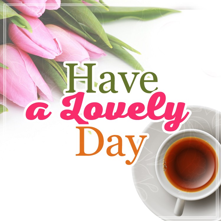 Have a Lovely Day beautiful square shape card with pink tulips (square shape image)