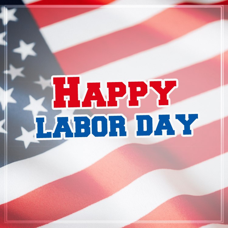 Happy Labor Day picture with the inscription on the background of the american flag (square shape image)