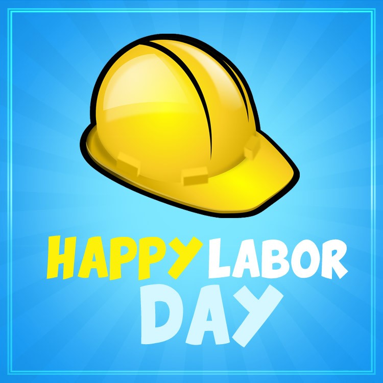 Happy Labor Day image with a helmet (square shape image)