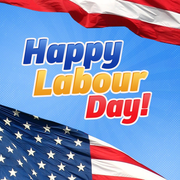 Happy Labour Day coloful image with USA Flag (square shape image)