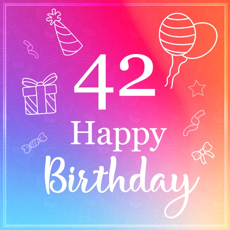 Happy 42nd Birthday minimalistic design greeting card (square shape image)