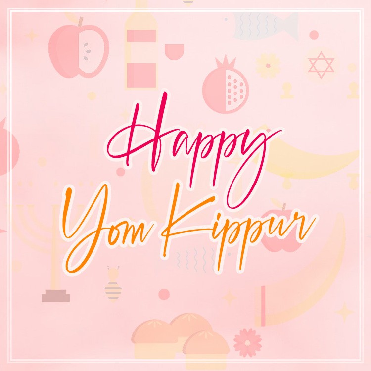 Happy Yom Kippur Image with pink background (square shape image)