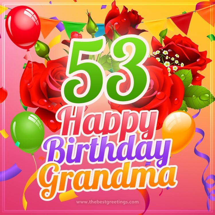 Happy 53rd Birthday Grandma Image (square shape image)