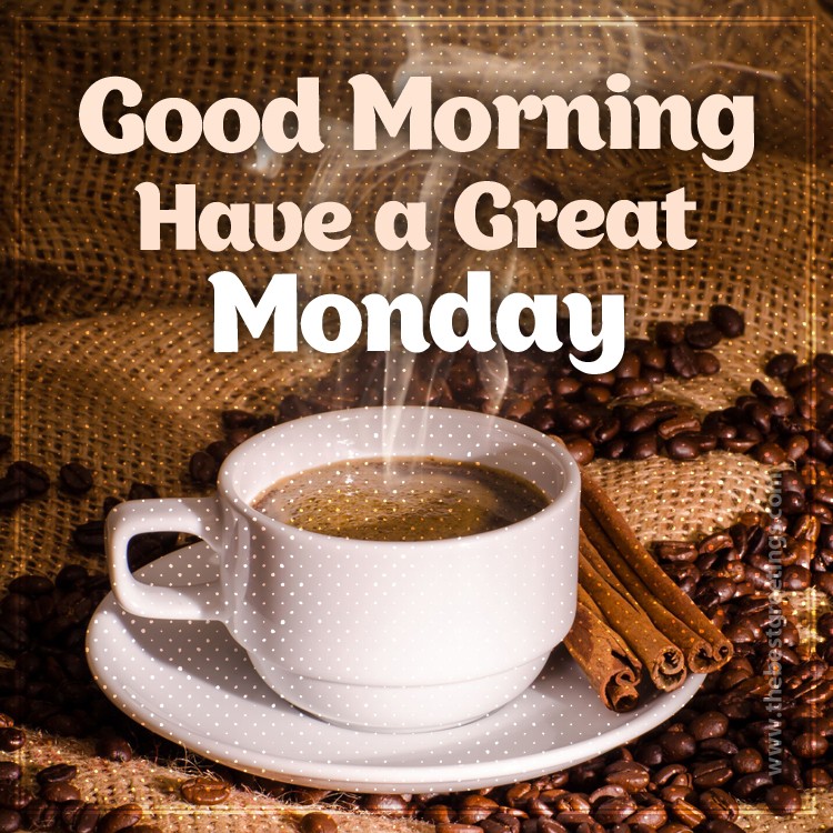 Good Morning Monday image with coffee (square shape image)