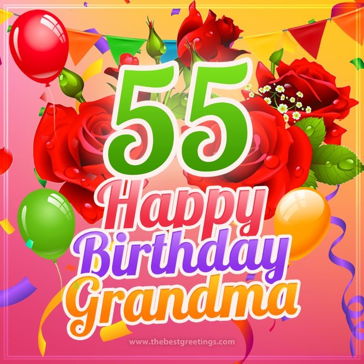 Happy 55th Birthday Grandma Image (square shape image)