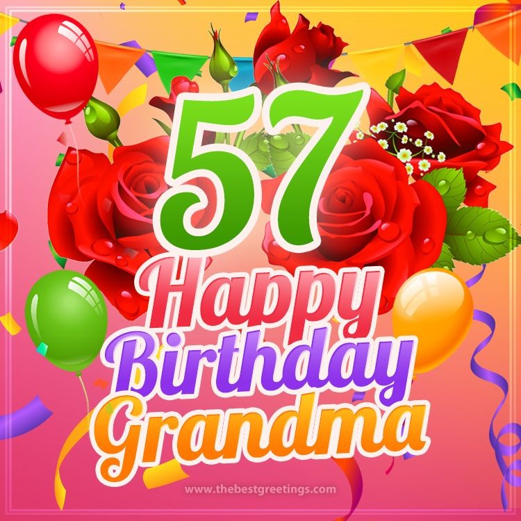 Happy 57th Birthday Grandma Image (square shape image)